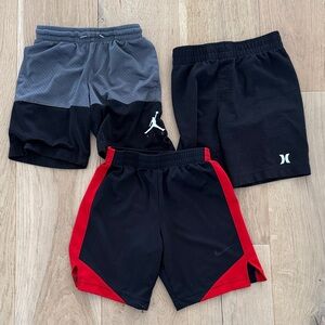 Nike Kids Black and Red Athletic Shorts, Hurley and Jordan air boys shorts 7